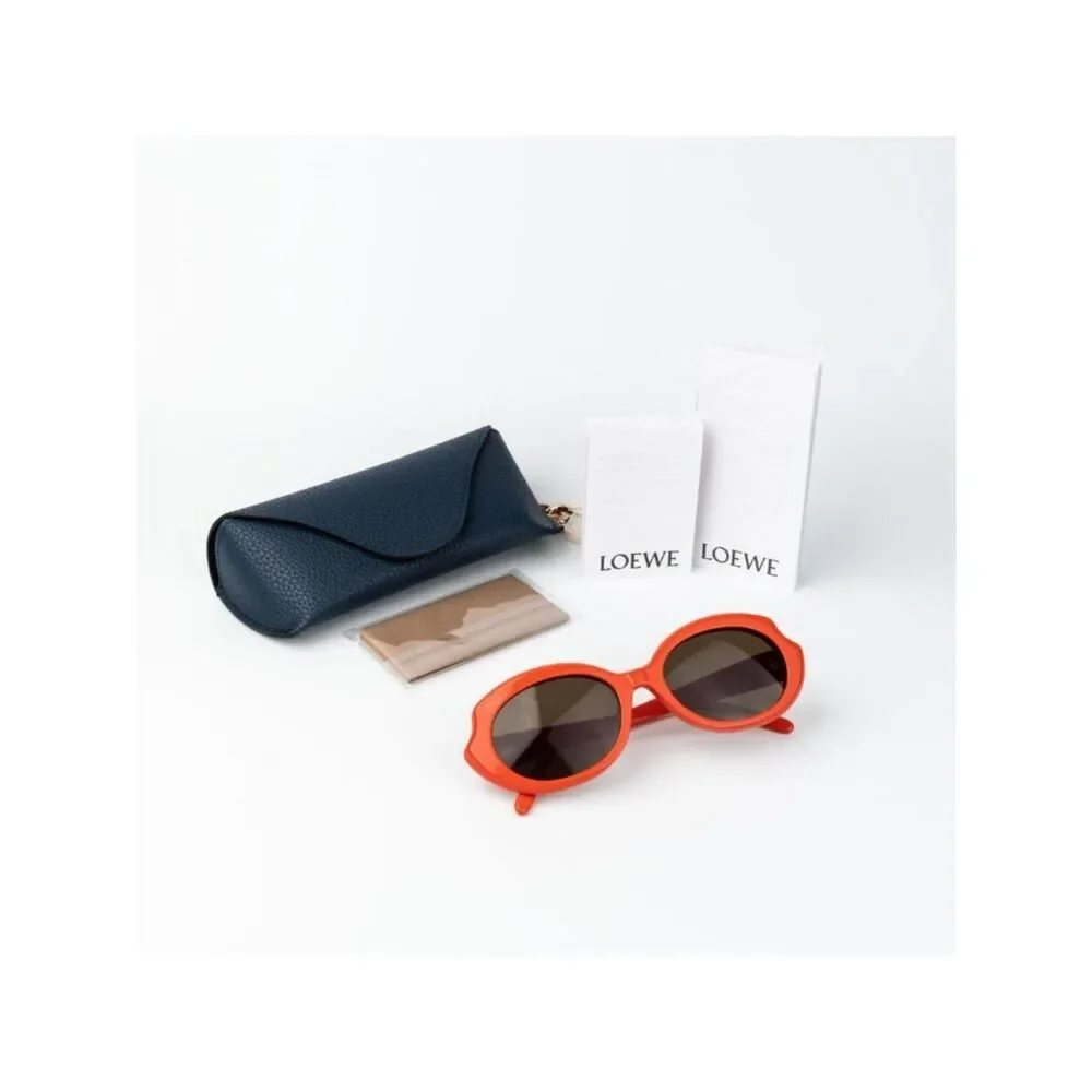 Loewe Women Sunglasses Orange Brown Oval LW40147F 42E NEW AUTHENTIC